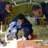 Volunteer's at work while training